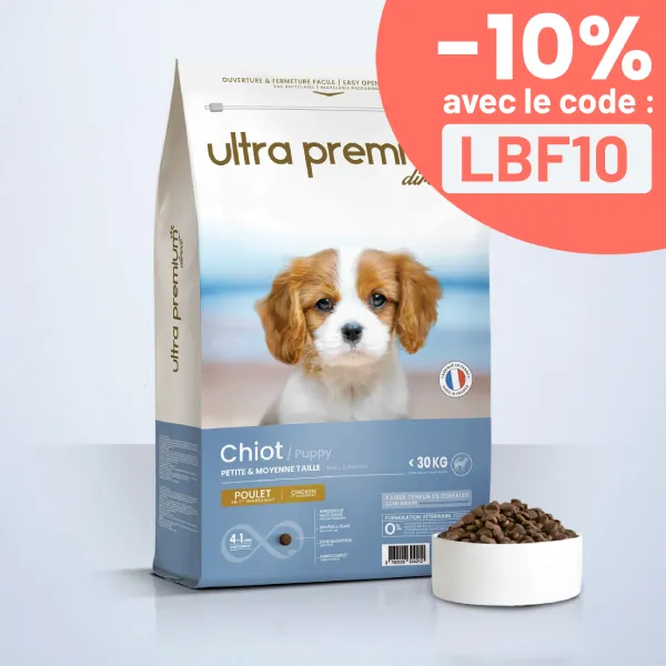 Croquettes Super Premium pour Chiot de Petite et Moyenne Taille poids adulte 30 Kg